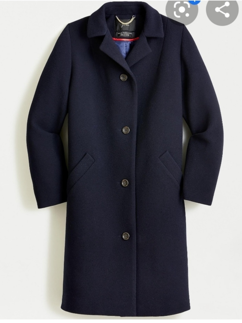 J Crew car coat in double-cloth italian wool AF005
